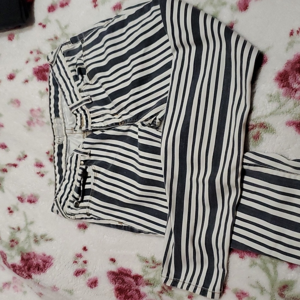 Striped Free People skinny jeans